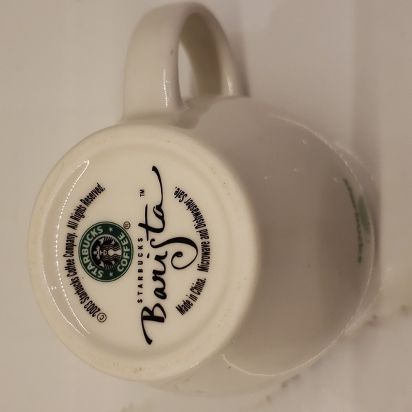 𝅺starbucks 2003 Coffee Barista Mug Cub Abbey II Espresso White Green. 7.5 oz - Picture 6 of 6
